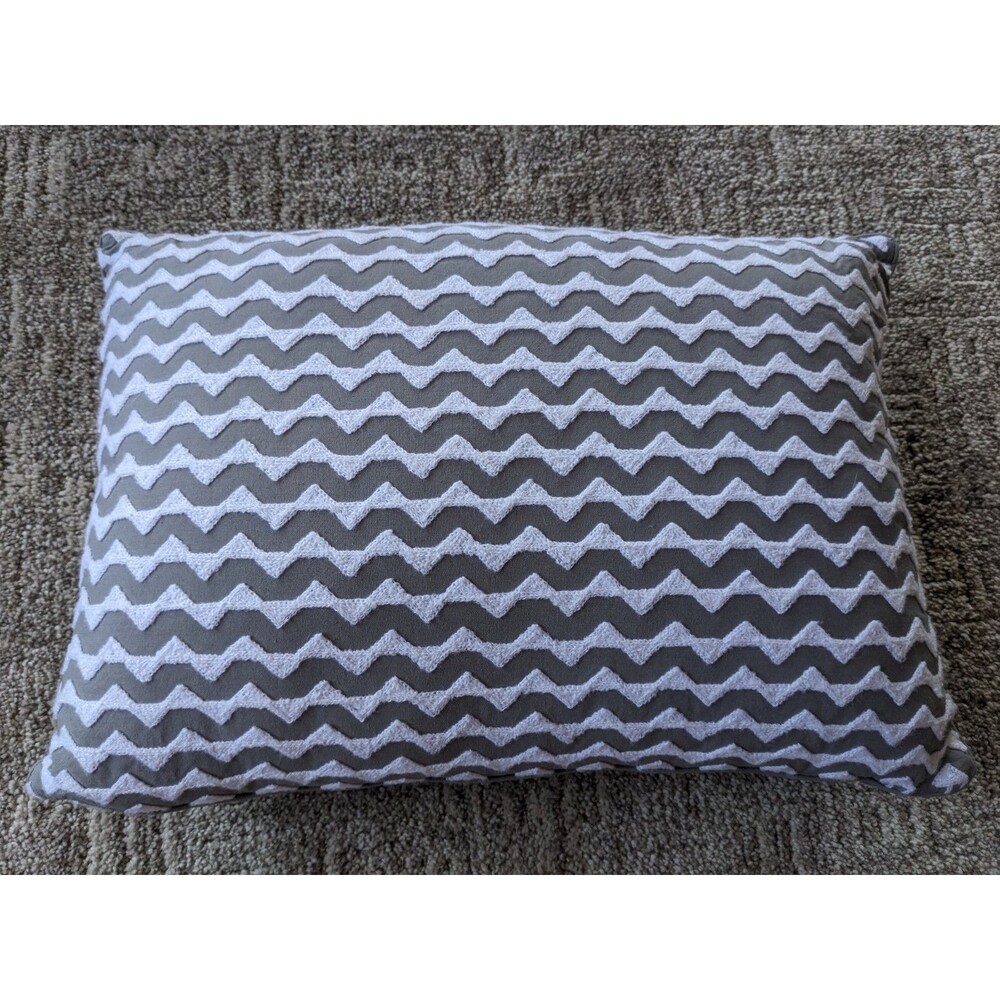 Nicole Miller Modern Neutral Chevron Throw Pillow Textured Grey & White  16x12